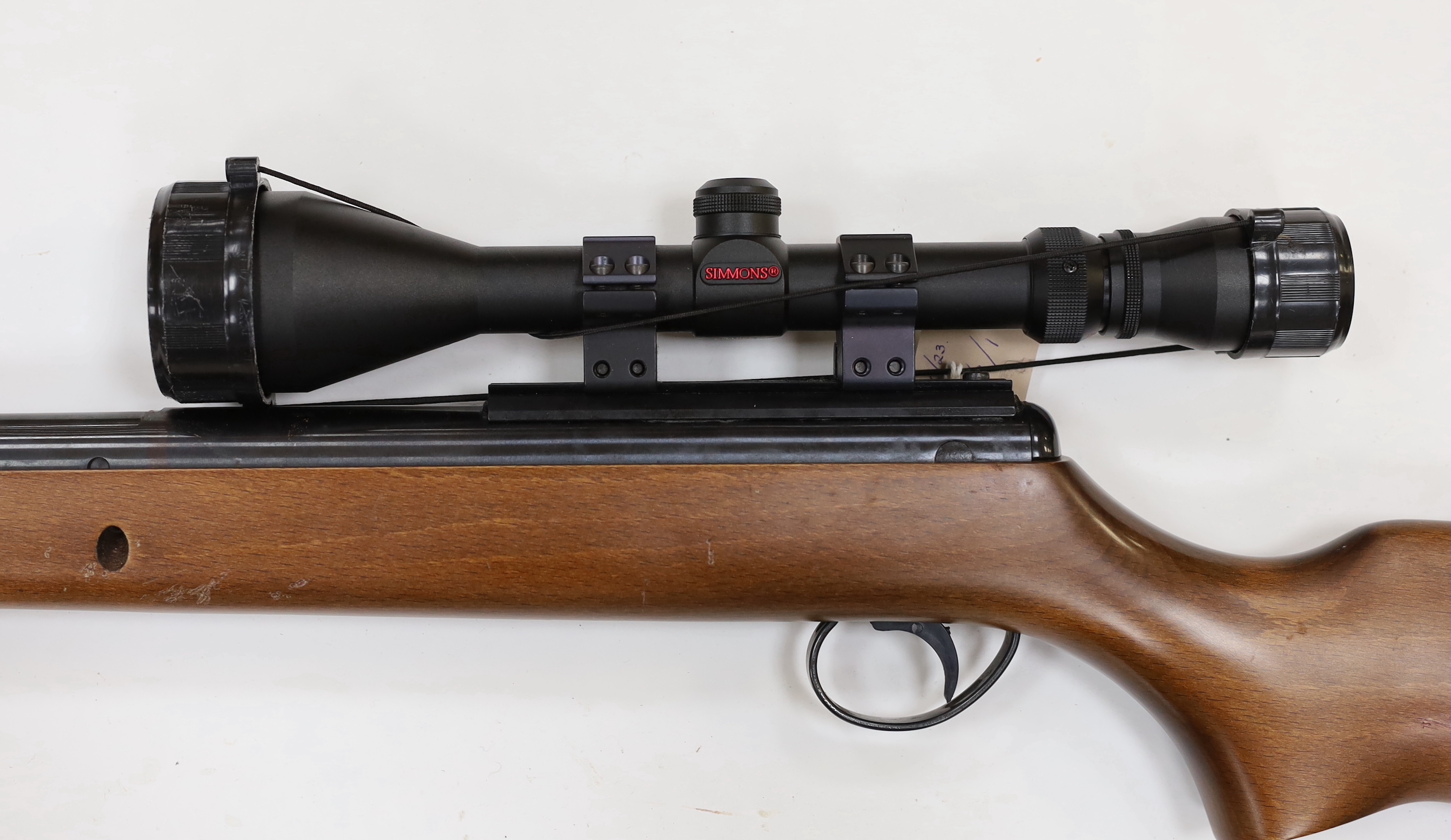 A BSA .22 break action air rifle, fitted with a Simmons sight, together with a wool lined case